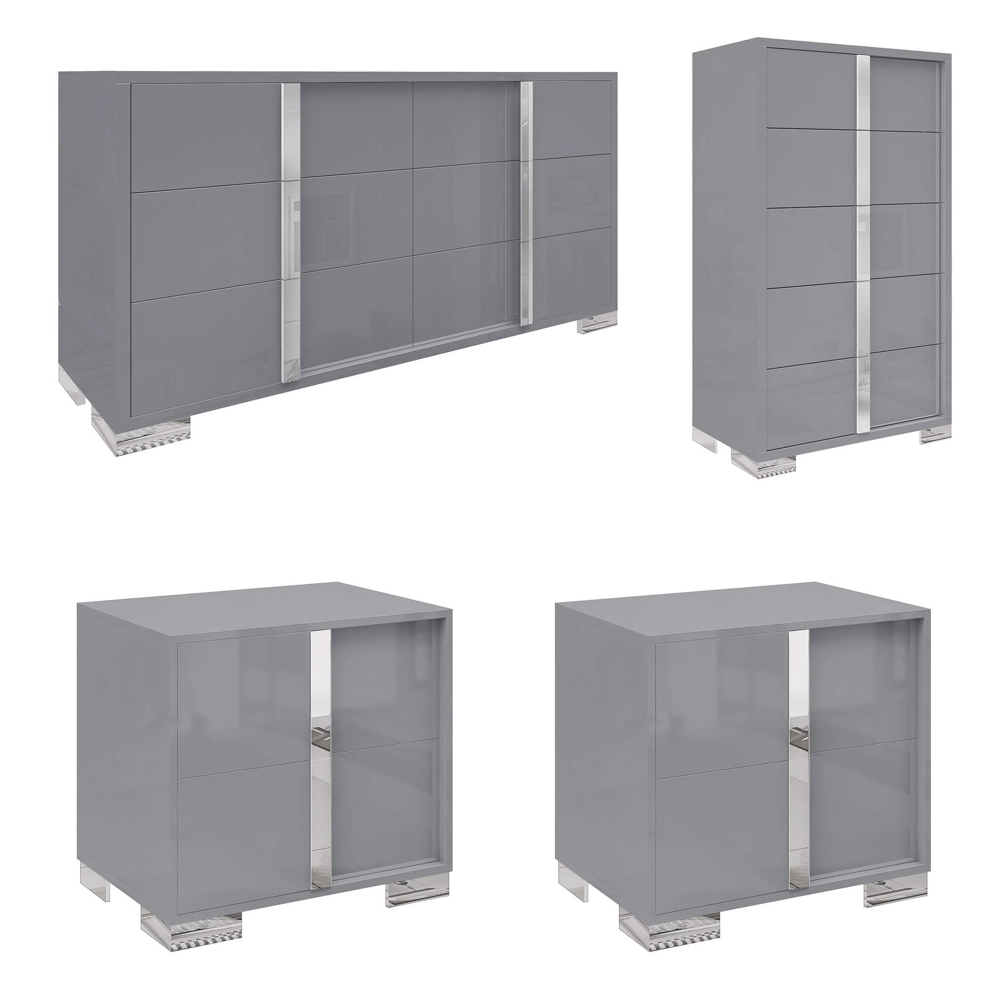 Beaumont 5-Piece Modern Bedroom Set - Cream_Grey