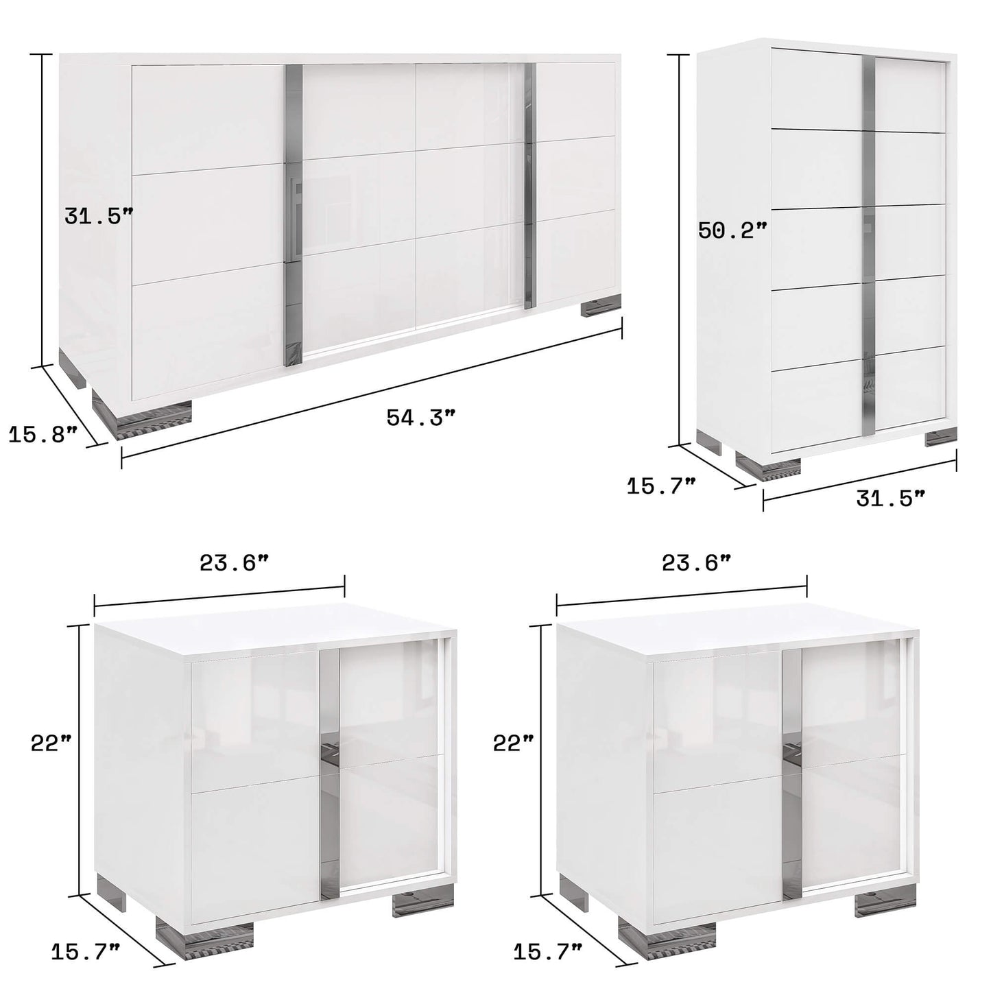 Beaumont 5-Piece Modern Bedroom Set - Cream_White