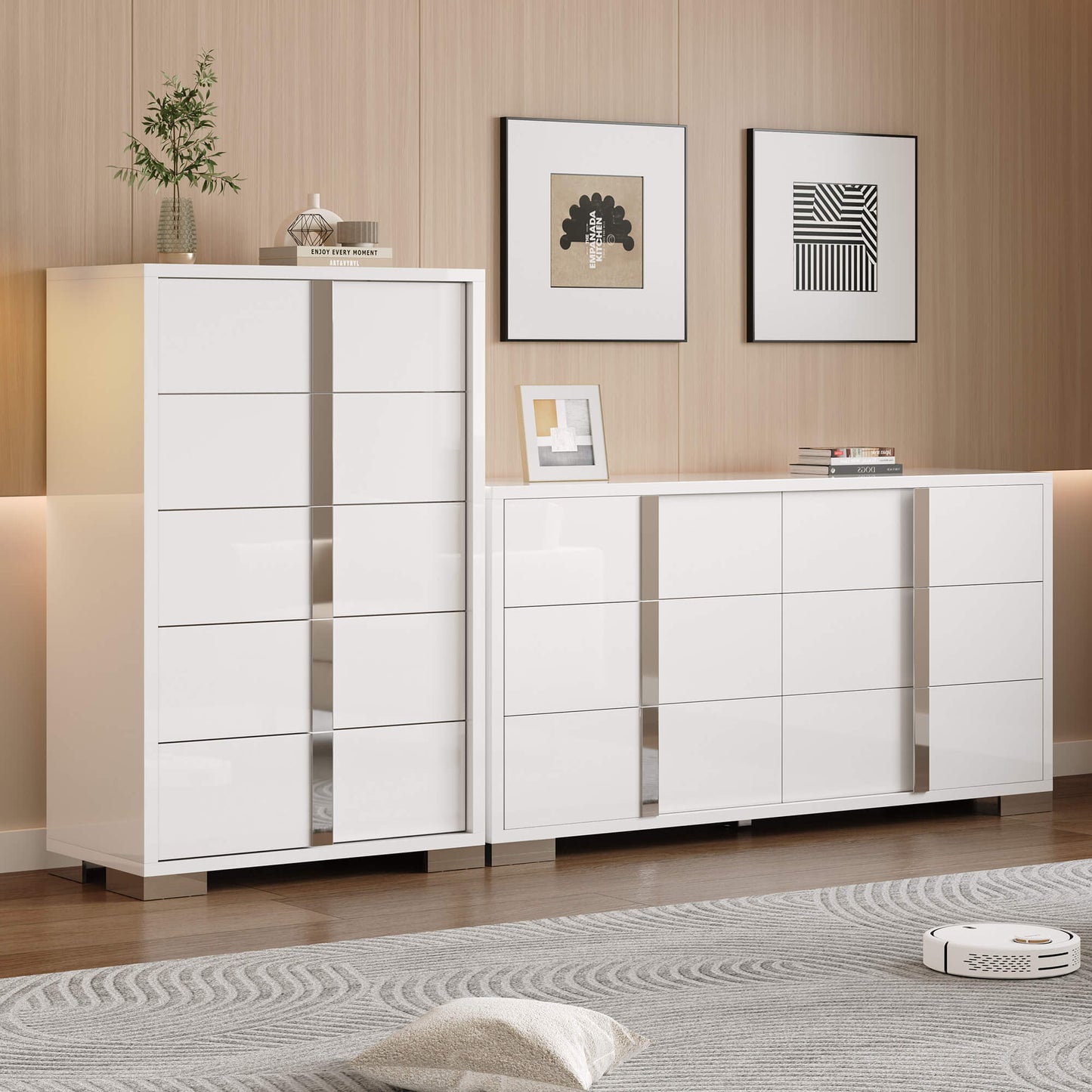 Beaumont 5-Piece Modern Bedroom Set - Cream_White