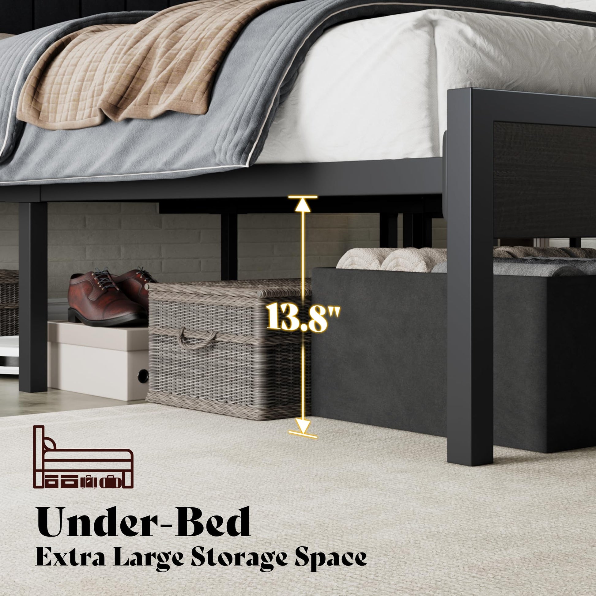 Veltrix LED Storage Velvet Bed Frame Amerlife Twin / Black