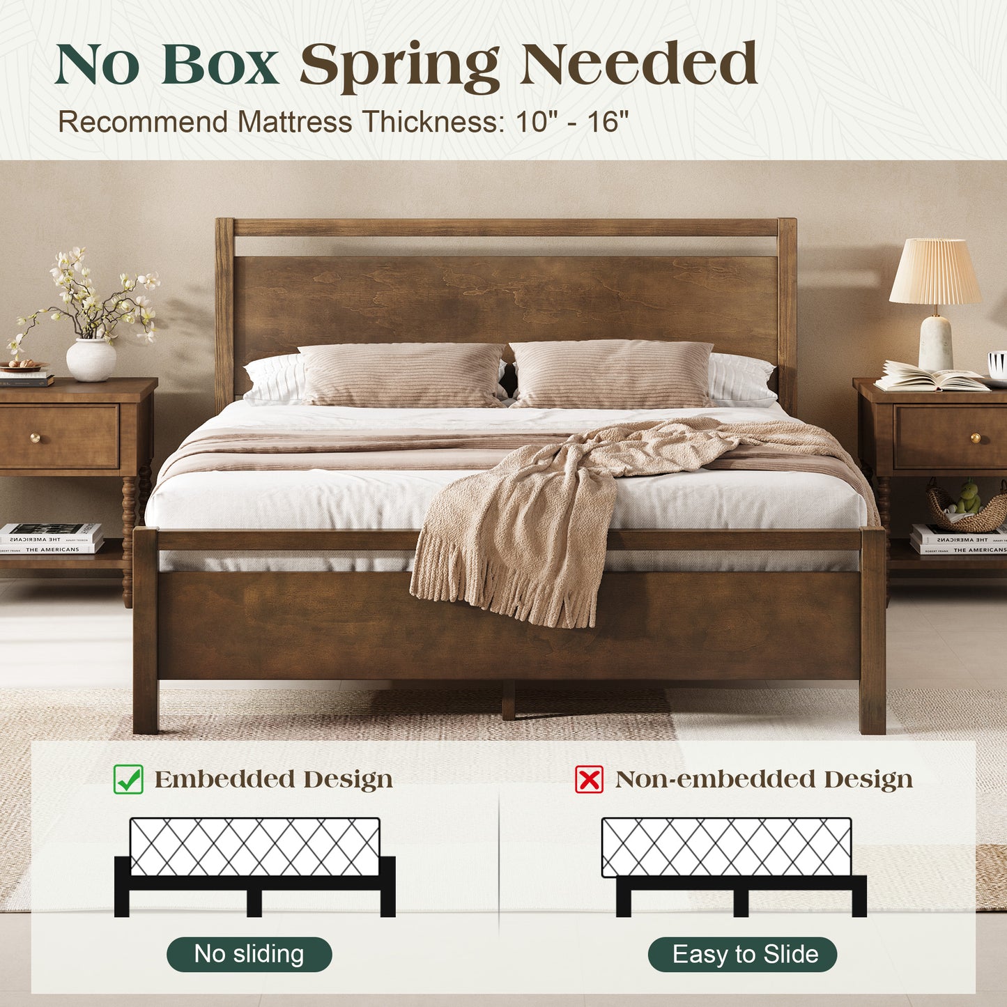 Void Solid Wood Bed Amerlife King / Dark Brown