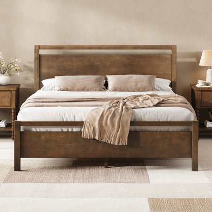 Void Solid Wood Bed Amerlife Queen / Dark Brown
