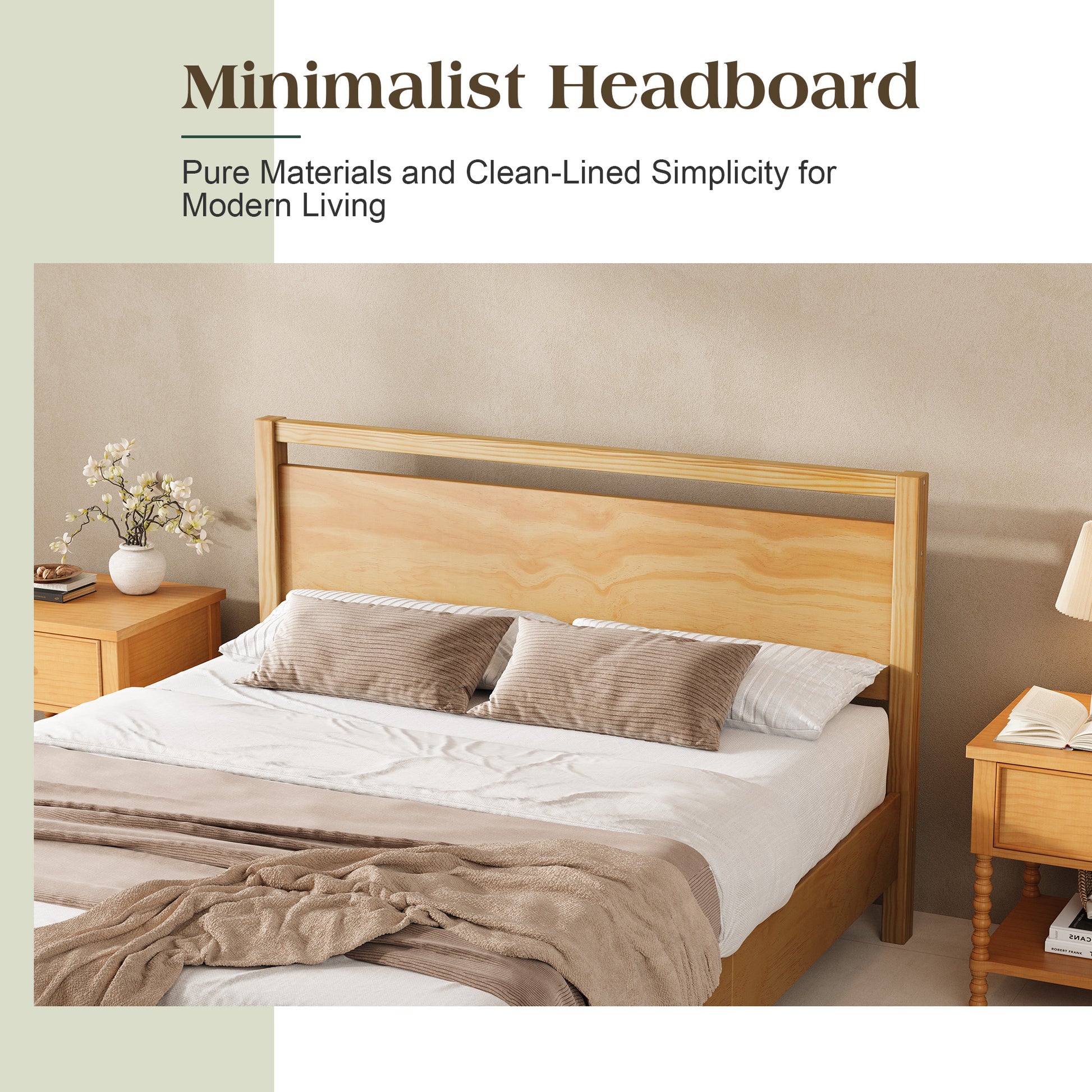 Void Solid Wood Bed Amerlife Queen / Natural