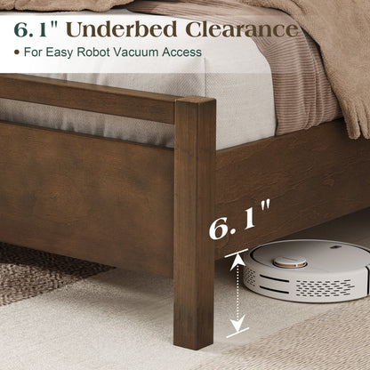 Void Solid Wood Bed Amerlife Queen / Dark Brown