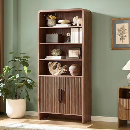 Arcova 71" Tall Fluted Bookshelf Amerlife Brown
