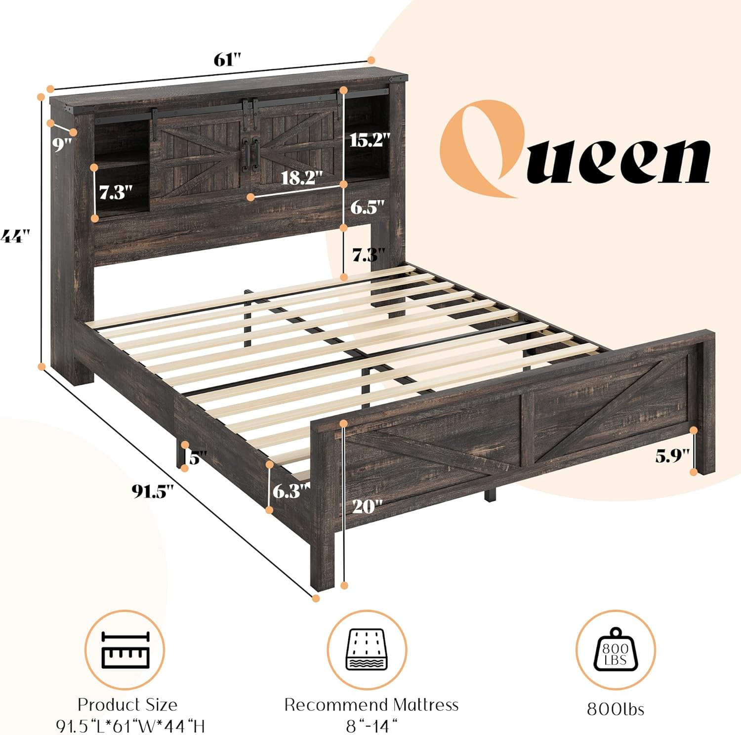 Alderman 3-Piece Farmhouse Bedroom Set Amerlife Queen / Black Oak