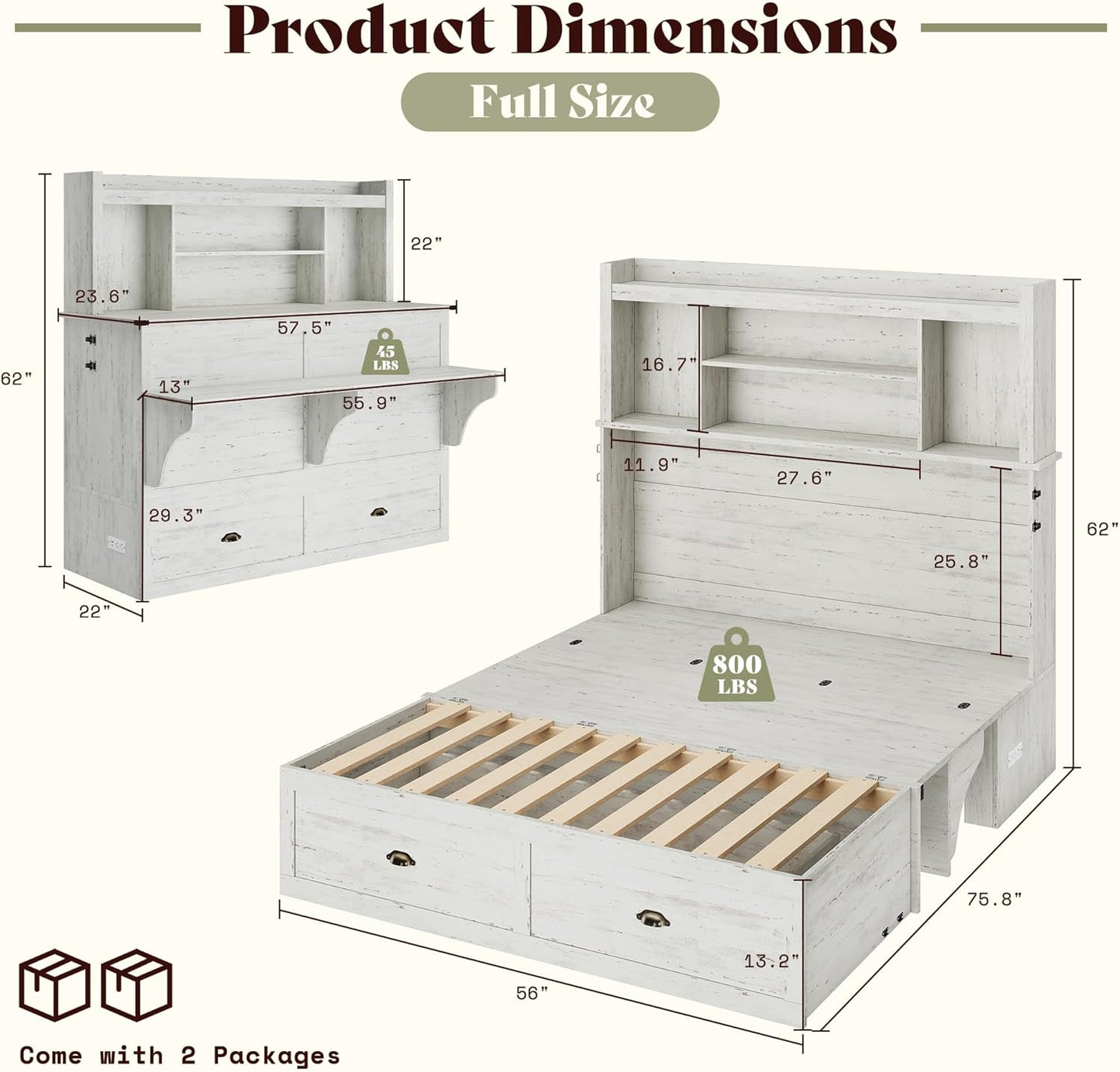 Nook 3 in 1 Murphy Bed 