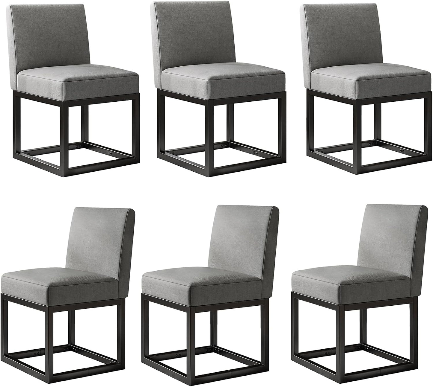 6-Piece Linen Dining Chairs Set - Grey