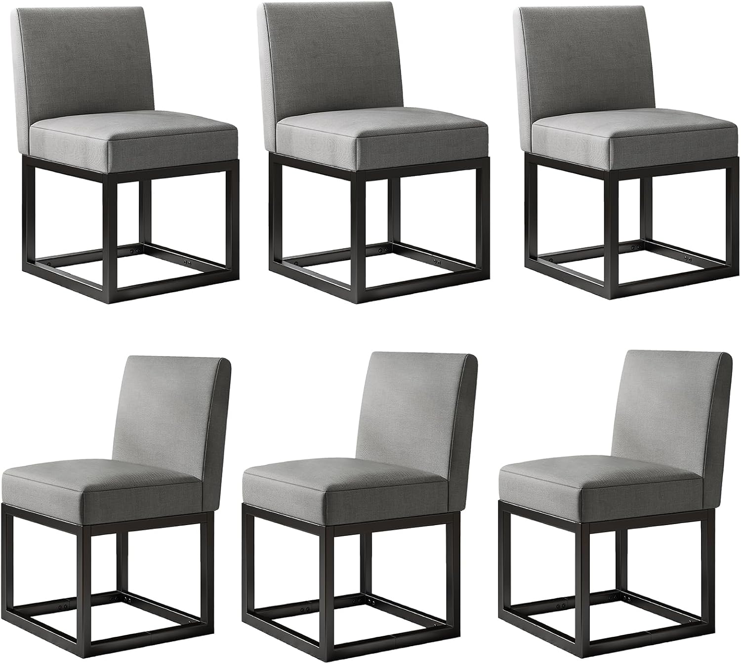 6-Piece Linen Dining Chairs Set - Grey
