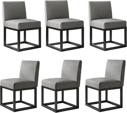 6-Piece Linen Dining Chairs Set - Grey