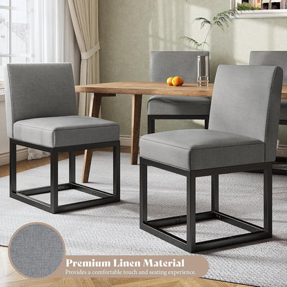 6-Piece Linen Dining Chairs Set - Grey
