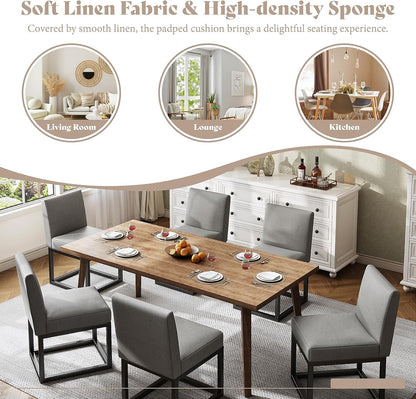 6-Piece Linen Dining Chairs Set - Grey