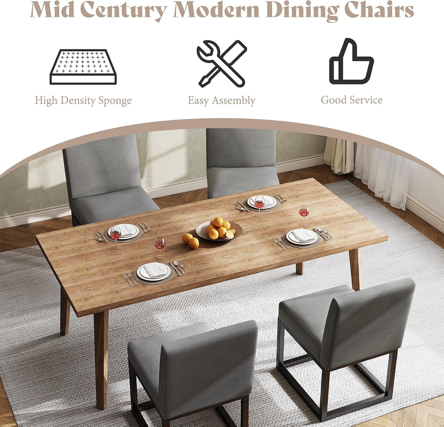 6-Piece Linen Dining Chairs Set - Grey