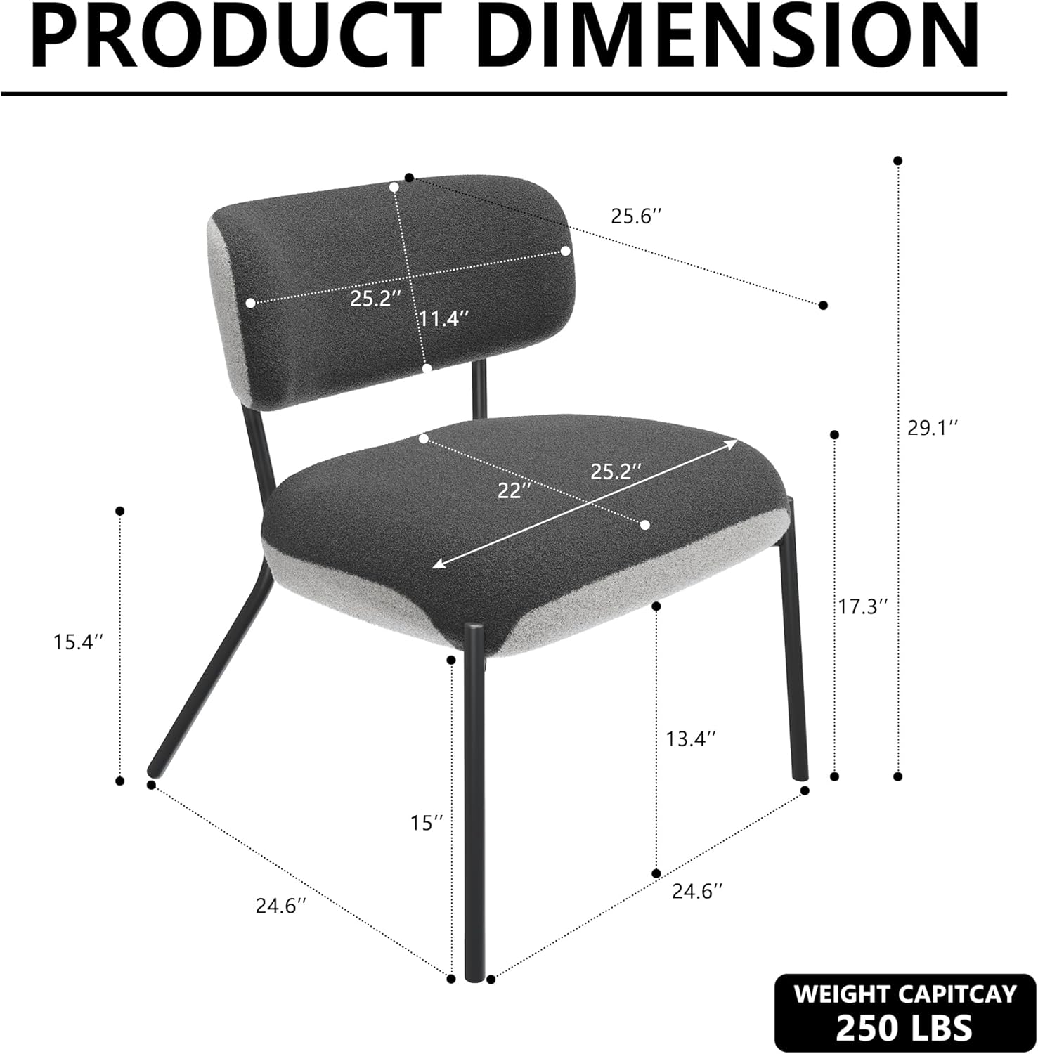 Cocoon Wider Boucle Vanity Chair Amerlife White&grey