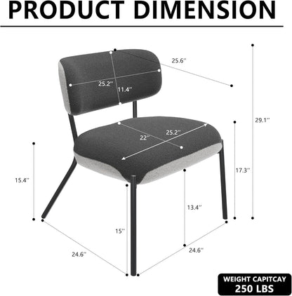Cocoon Wider Boucle Vanity Chair Amerlife White&grey