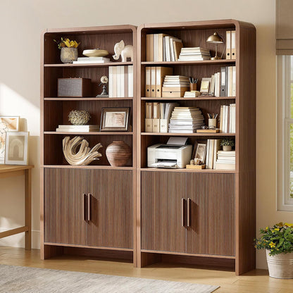 Arcova 71" Tall Fluted Bookshelf Amerlife Brown