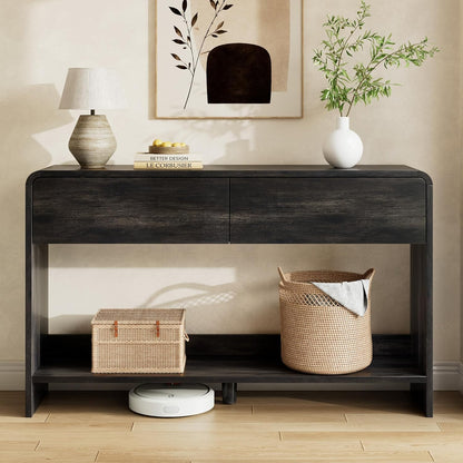 Curvia Wooden Console Table Amerlife Flat Panel / 55" / Black