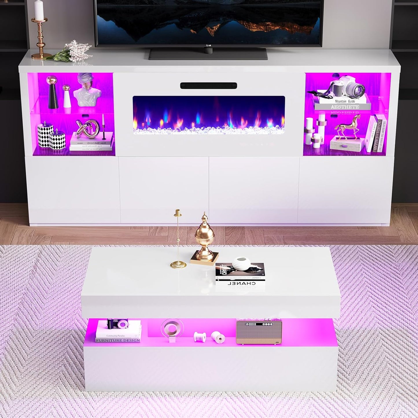 Nebula 3-piece Living Room Set Amerlife 68" / White