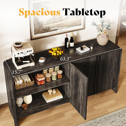 Sidra Fluted Buffet Cabinet Amerlife Black