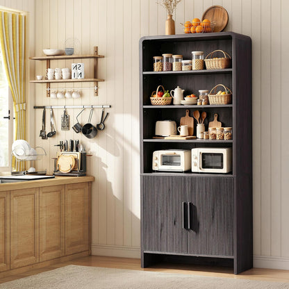 Arcova 71" Tall Fluted Bookshelf Amerlife Dark Grey