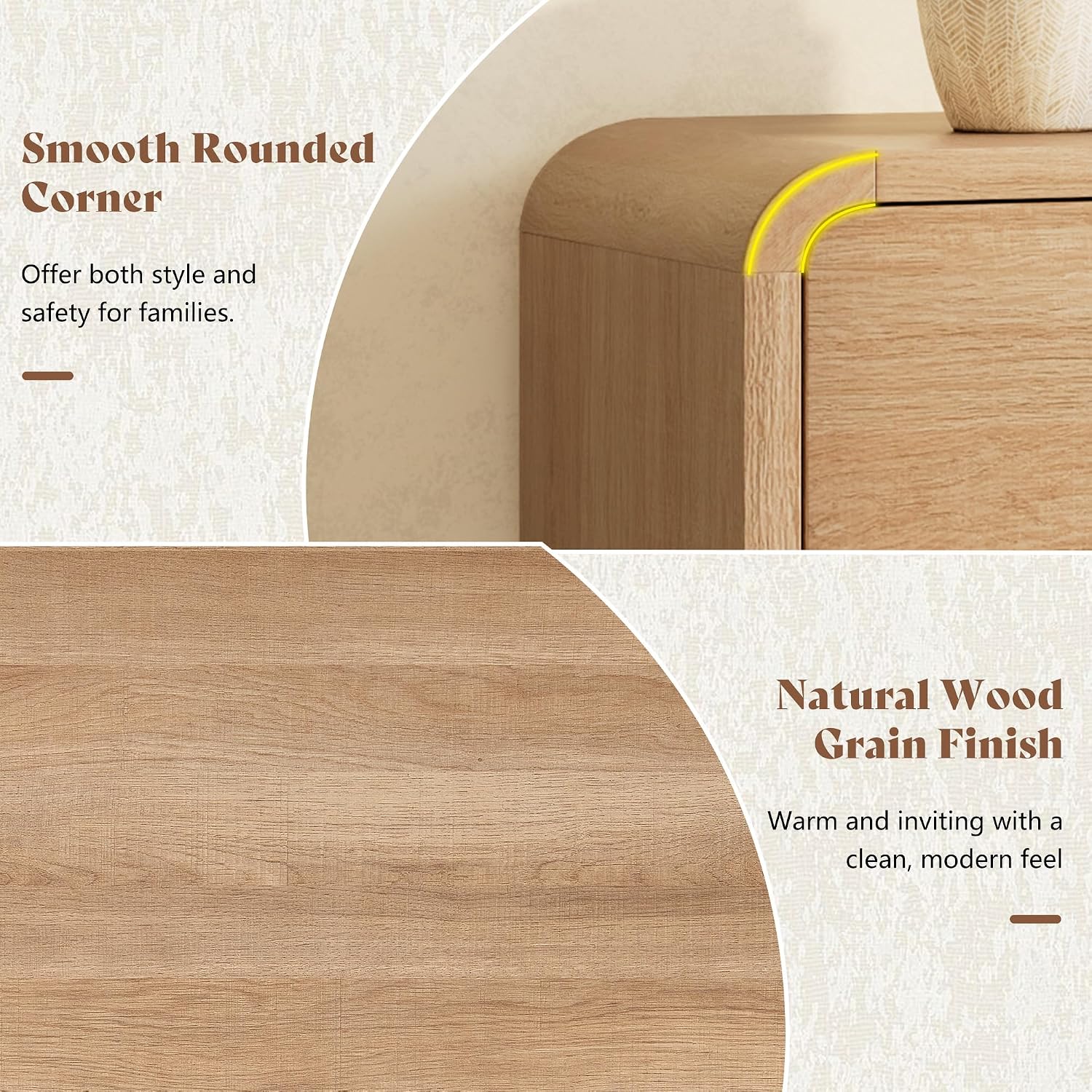 Curvia Wooden Console Table Amerlife Fluted Panel / 55" / Natural Oak
