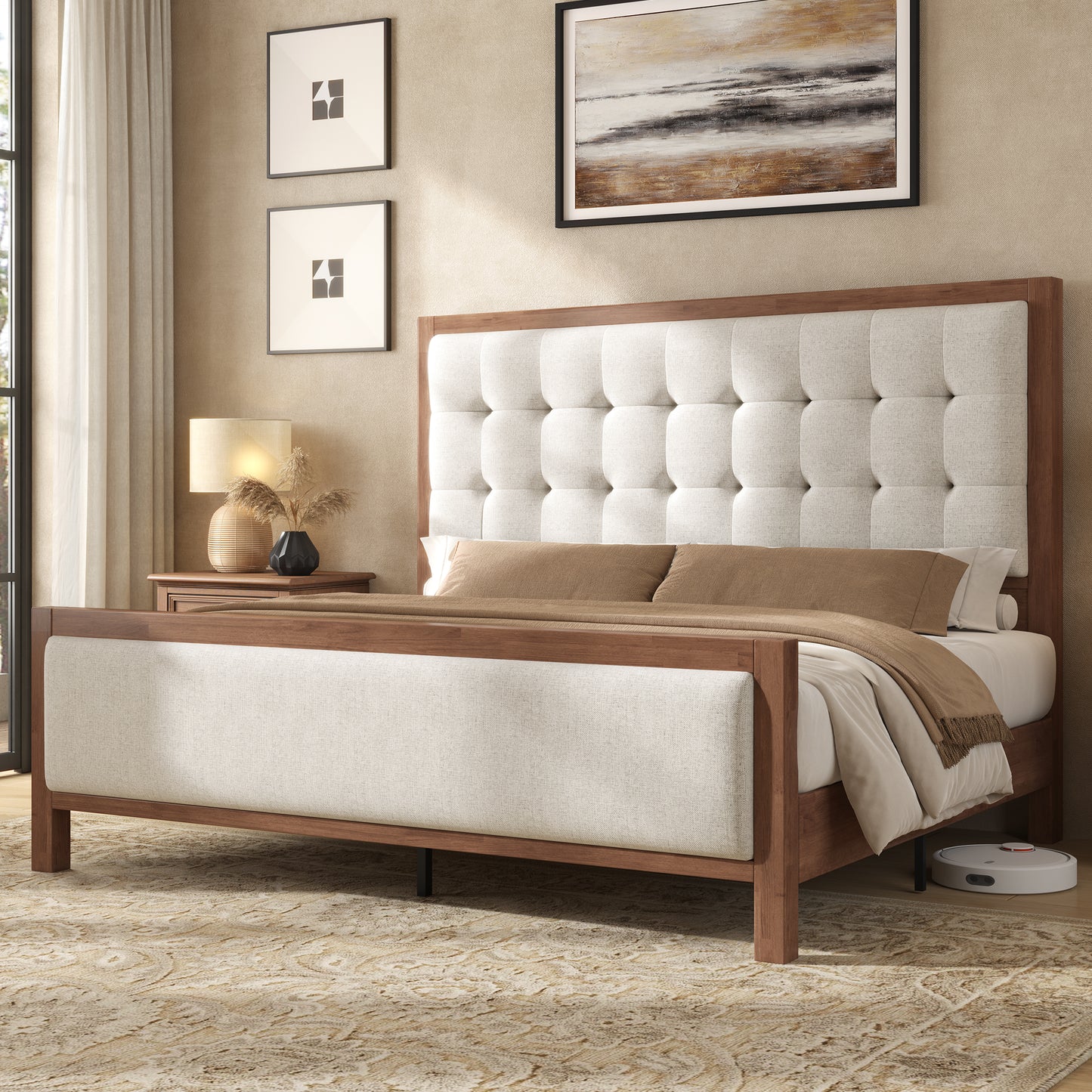 Solid Wood Bed Frame Amerlife  King / Walnut