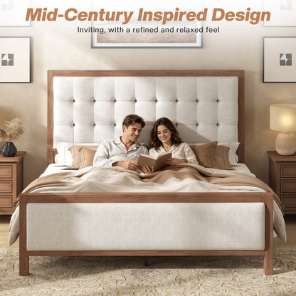 Solid Wood Bed Frame Amerlife King / Walnut