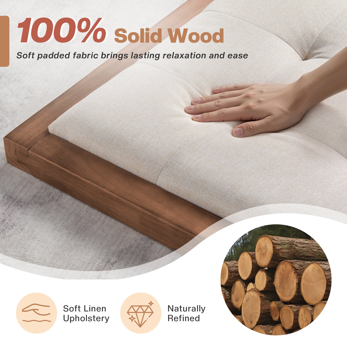 Solid Wood Bed Frame Amerlife King / Walnut