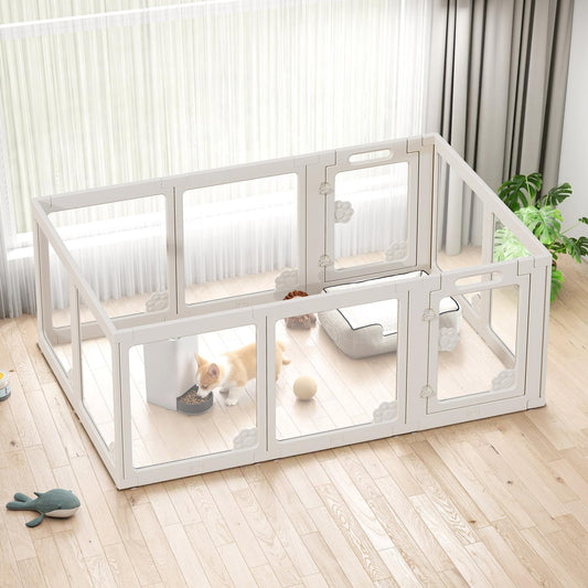 Pawsome Clear Acrylic Pet Playpen-10 PCS-White