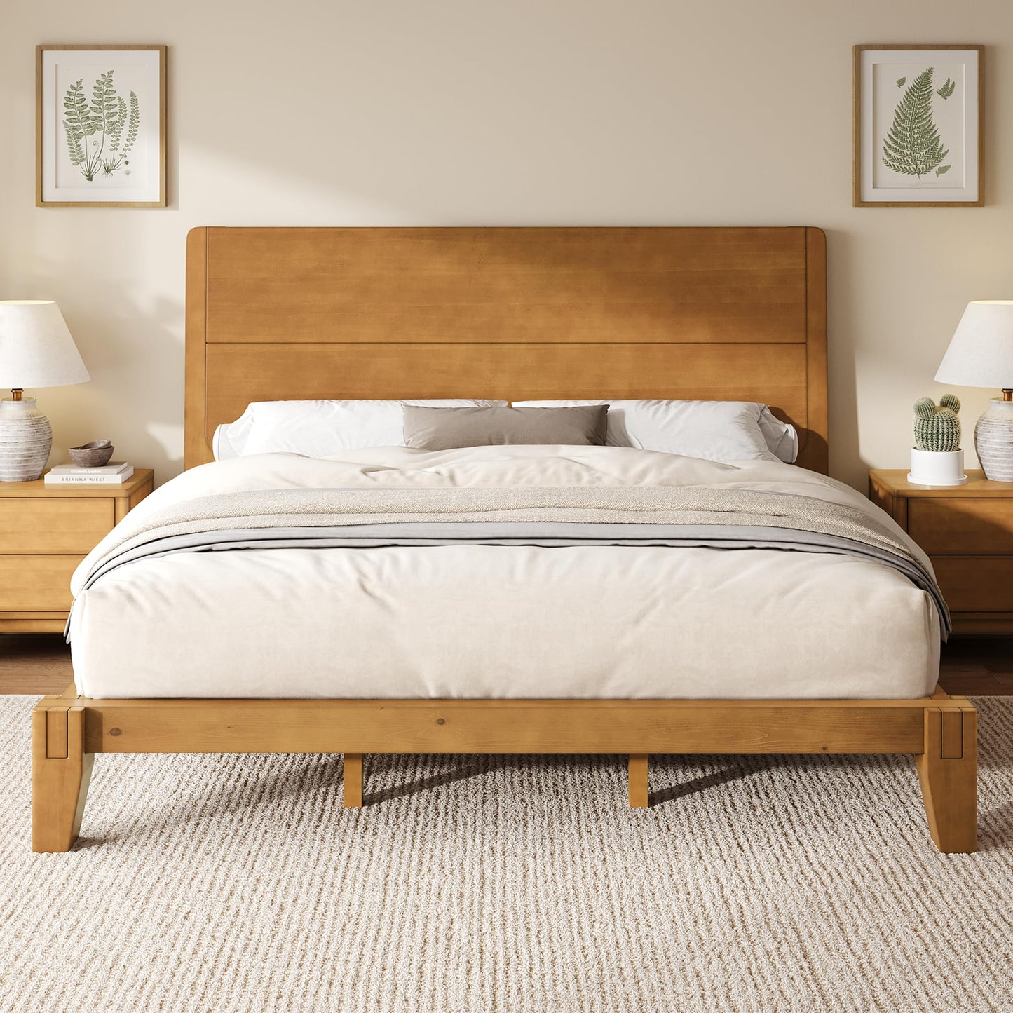 Japanese Joinery Solid Wood King Bed Frame-King-Brown Walnut