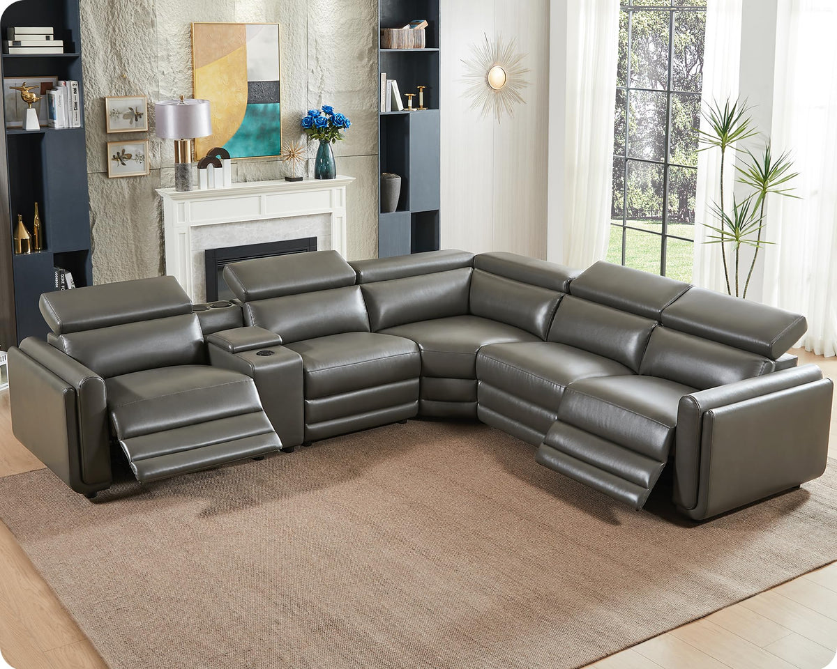Vesper Dual Power Electric Reclining Sofa-Dark Grey