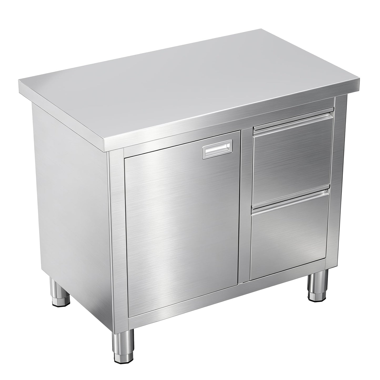 Stainless Steel Work Table with Cabinet & Drawers-24" x 36" x 34" - Work Table with Cabinet & Drawer