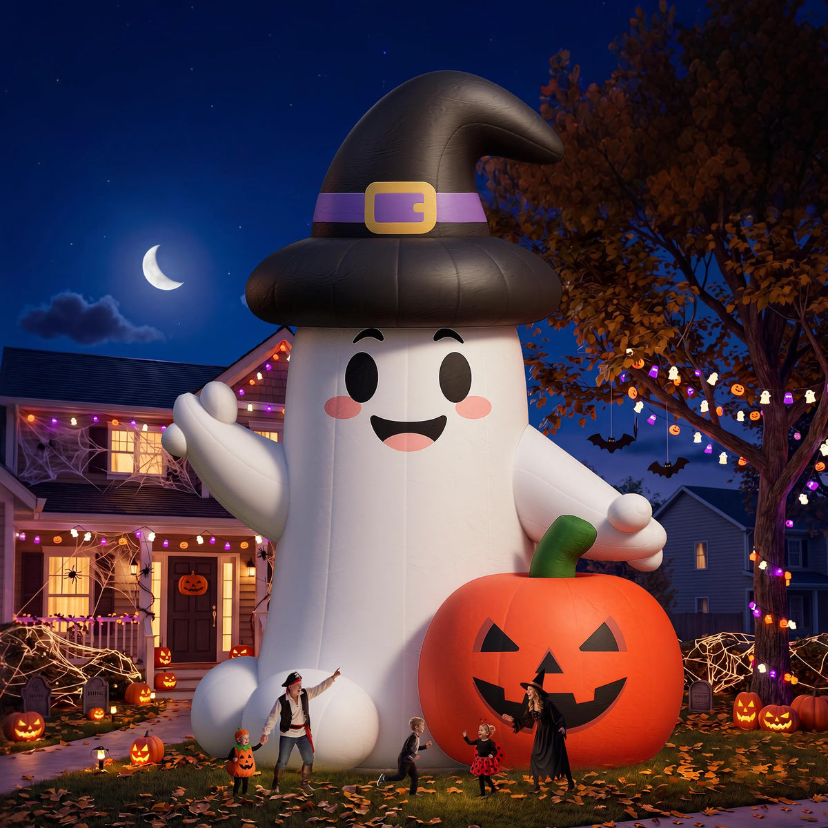 Giant Halloween Inflatable Ghost & Pumpkin-Ghost & Pumpkin Combo-32.8 FT