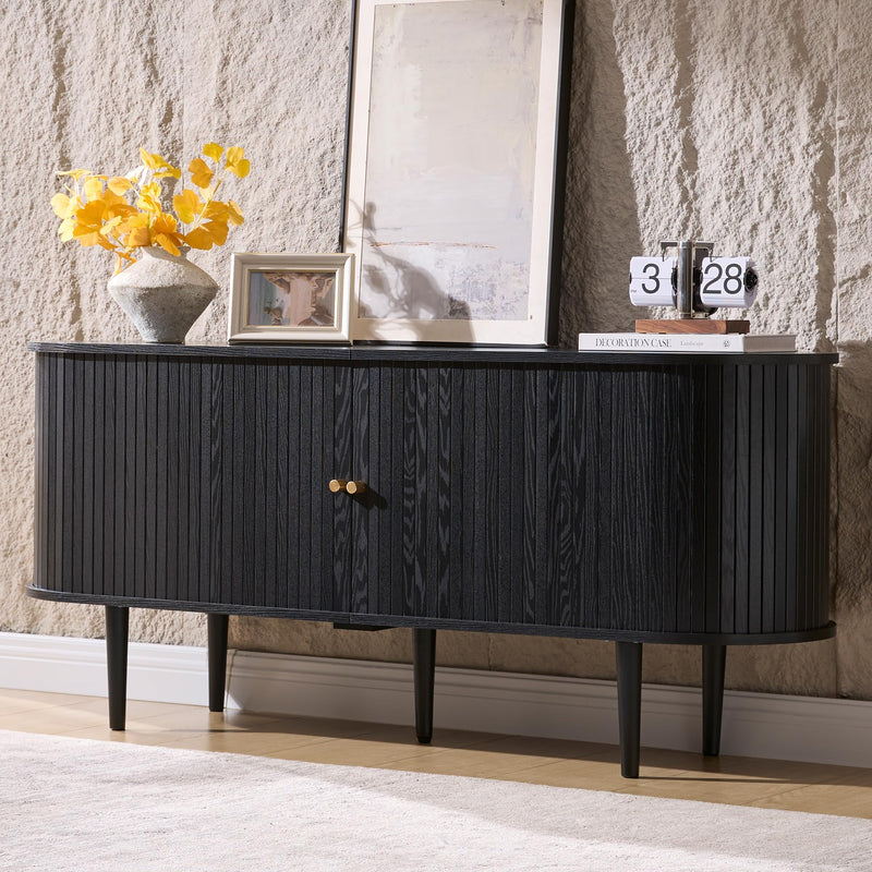 55" Mid-Century Modern TV Stand-Black