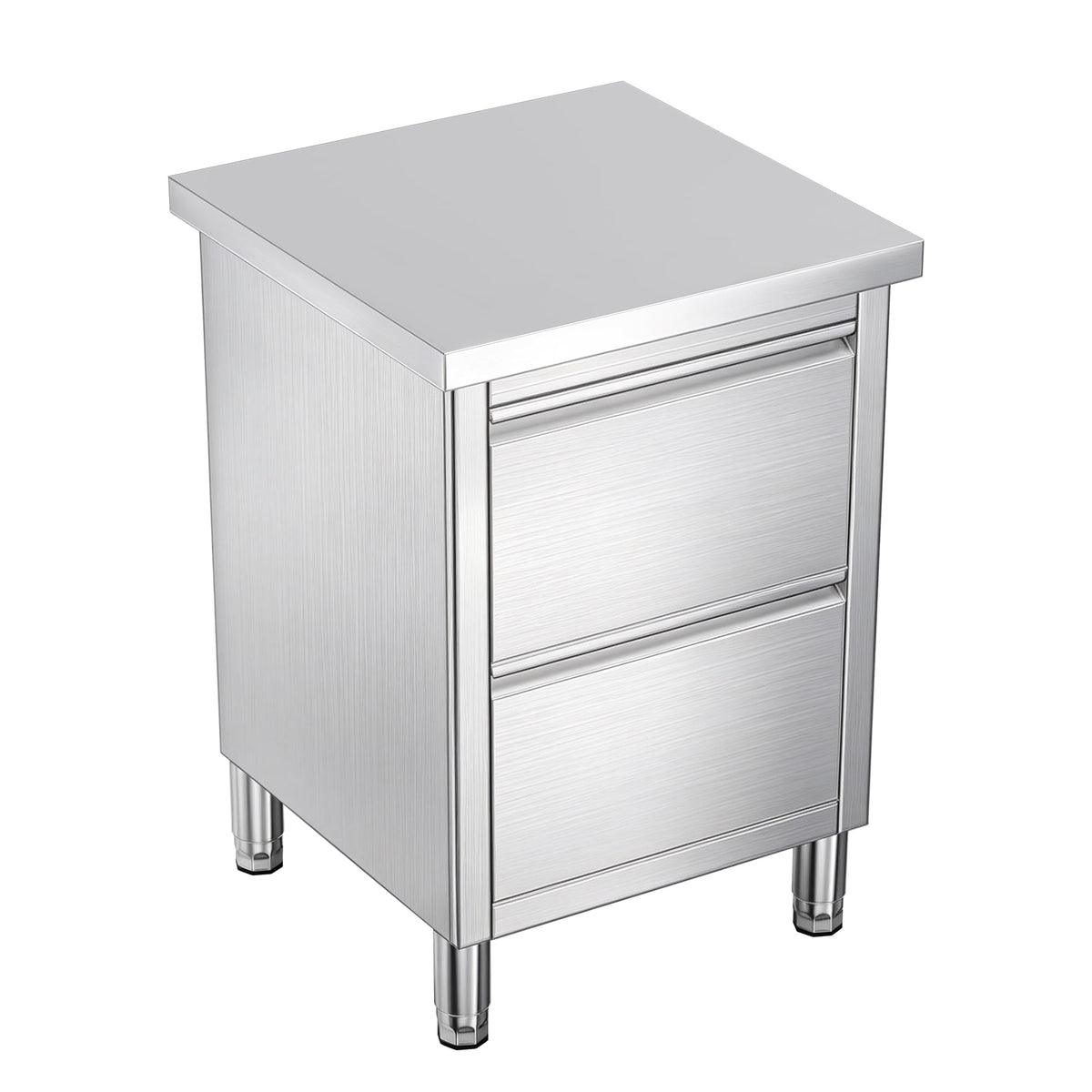 Stainless Steel Work Table with Cabinet & Drawers-24" x 24" x 34" - Double Drawer Cabinet