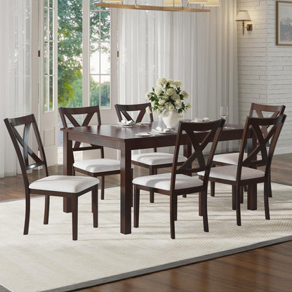 7 Piece Farmhouse Dining Set-7-Piece-Rustic Brown