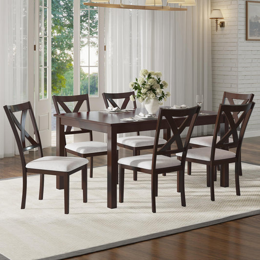 7 Piece Farmhouse Dining Set-7-Piece-Rustic Brown