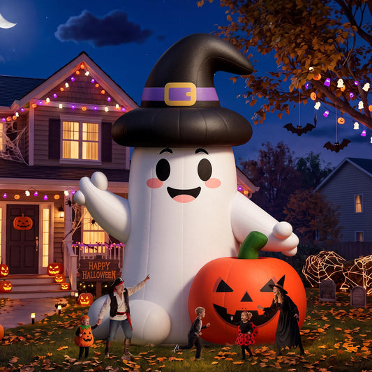 Giant Halloween Inflatable Ghost & Pumpkin-Ghost & Pumpkin Combo-19.7 FT