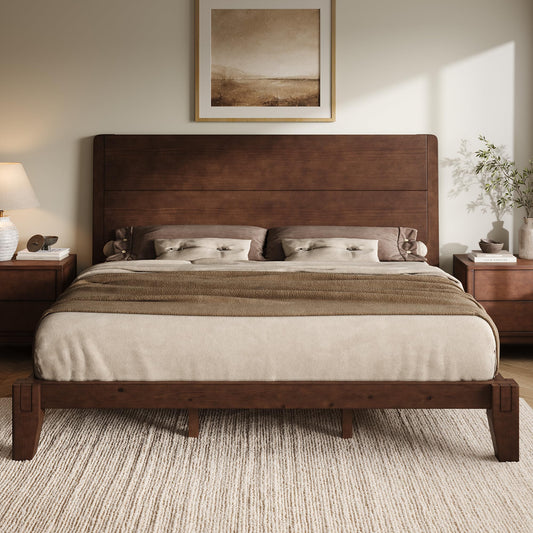 Quill Japanese Joinery Solid Wood Bed Frame-King-Dark Walnut