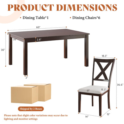 7 Piece Farmhouse Dining Set-7-Piece-Rustic Brown