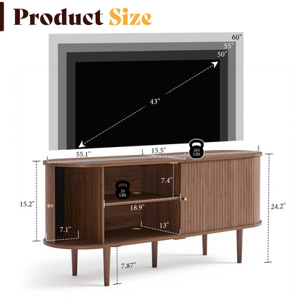 55" Mid-Century Modern TV Stand-Walnut