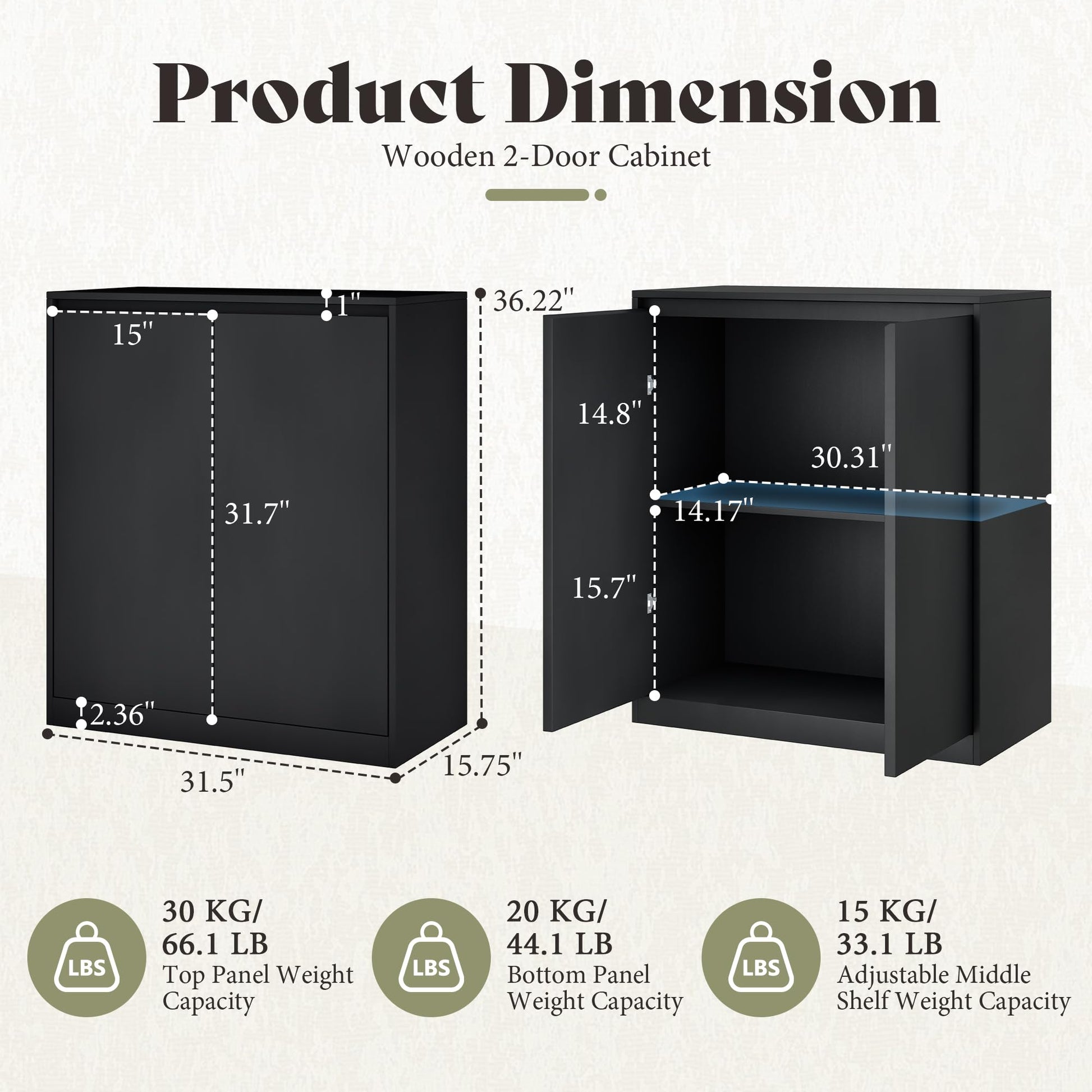 Amerlife Modular Glass Display Cabinet-2-Door Cabinet-Black