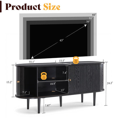 55" Mid-Century Modern TV Stand-Black