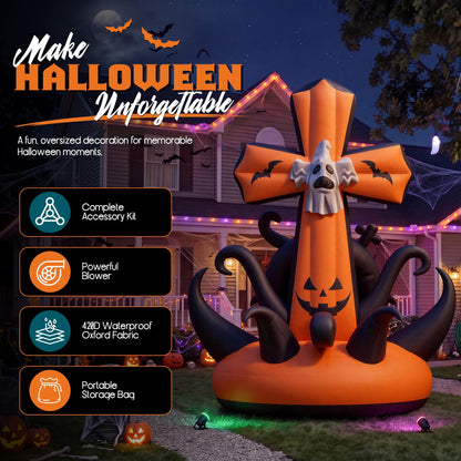 Giant Halloween Inflatable Ghost & Pumpkin-Pumpkin Cross-19.7 FT