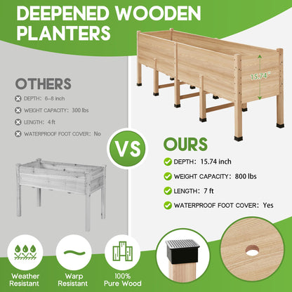 Cultiva Solid Fir Wood Raised Garden Bed-7*2FT