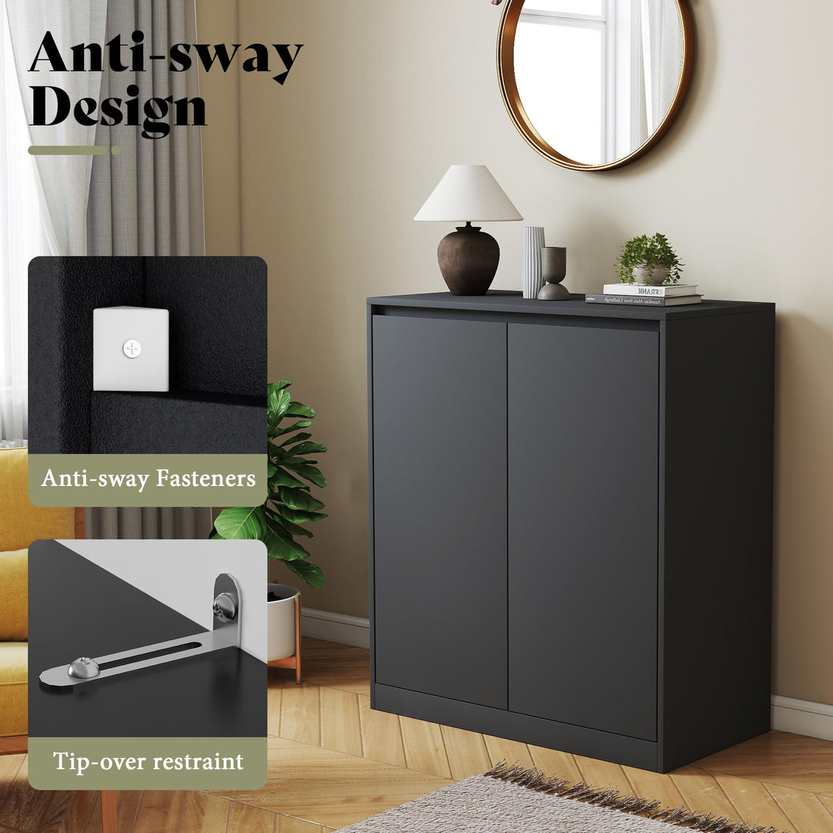 Amerlife Modular Glass Display Cabinet-2-Door Cabinet-Black