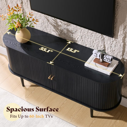 55" Mid-Century Modern TV Stand-Black