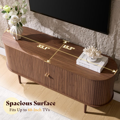 55" Mid-Century Modern TV Stand-Walnut