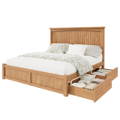 Solid Wood Platform Bed Frame-Full-Warm Brown