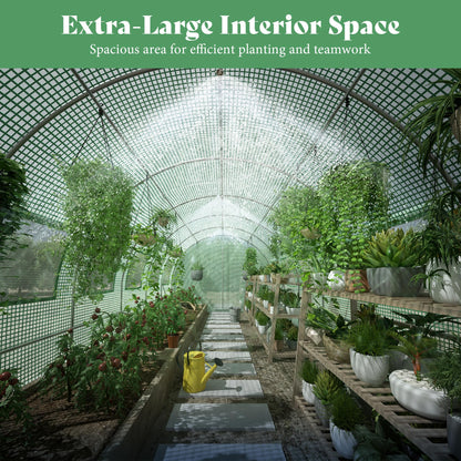 Pro Walk-In Greenhouse with Sprinkler System-20x10 FT(Frame NOT Included)-Green